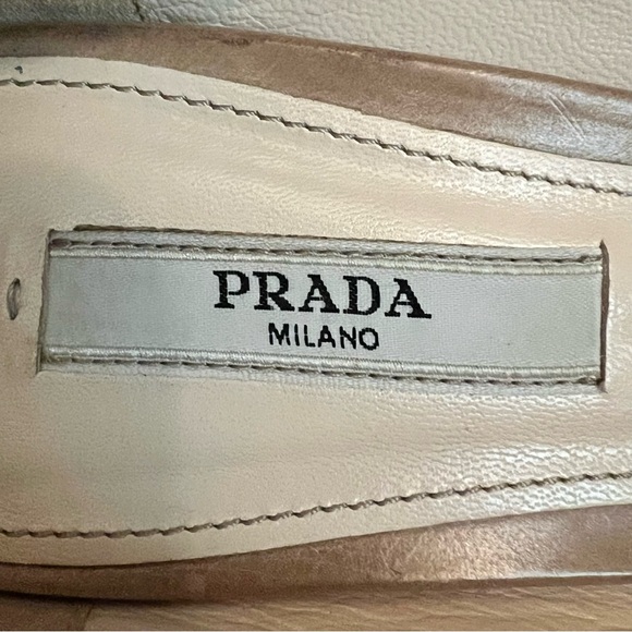 Prada Leather Cream Round Toe Heel 10 - Picture 10 of 10